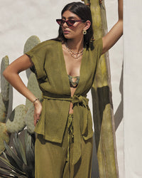 Sardinia Wrap Top - Pistachio