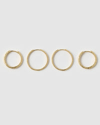 Double Hoop Earring Stack - Gold