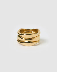 Triple Dune Gold Ring Stack