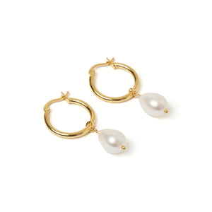 Augusta Gold Hoop & Freshwater Pearl Earrings - Arms Of Eve