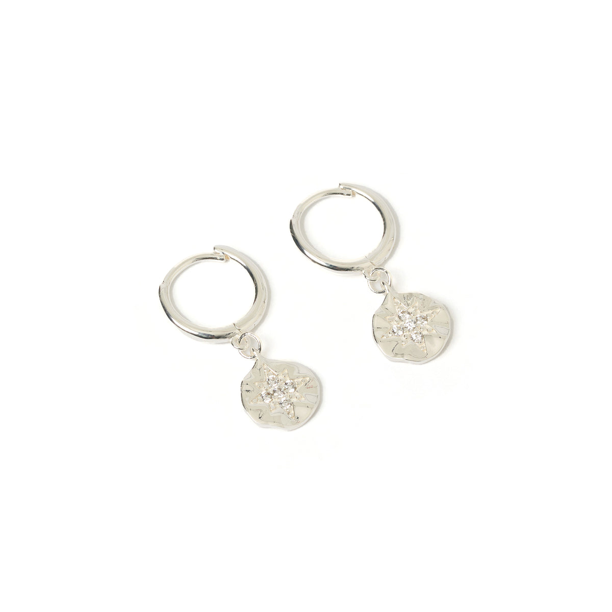Estrella Silver & Zircon Hoop Huggies - Arms Of Eve