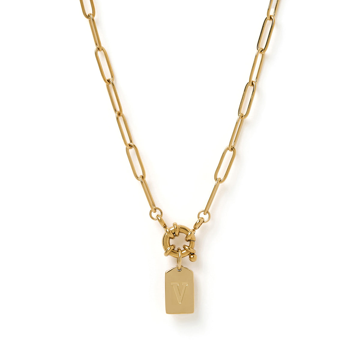 Letter Gold Tag Necklace Arms Of Eve
