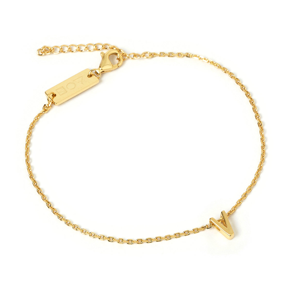 Fully popular customizable stack of 5 name/alphabet bracelets in gold