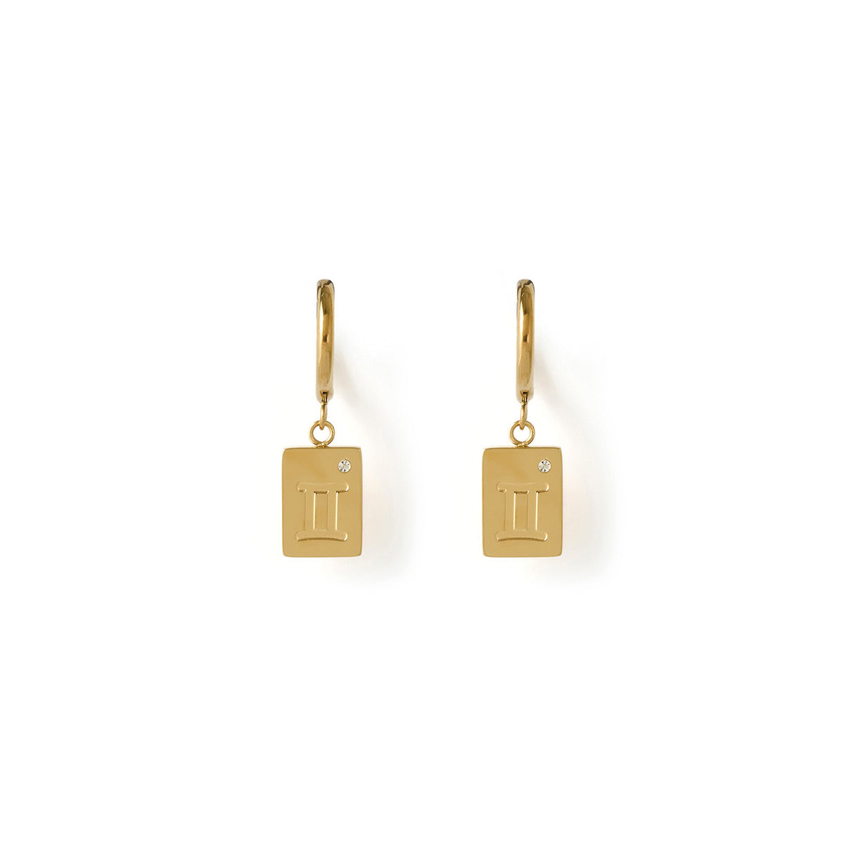 Zodiac Gold Tag Earrings - Arms Of Eve Zodiac Gold Tag Earrings - Arms Of Eve