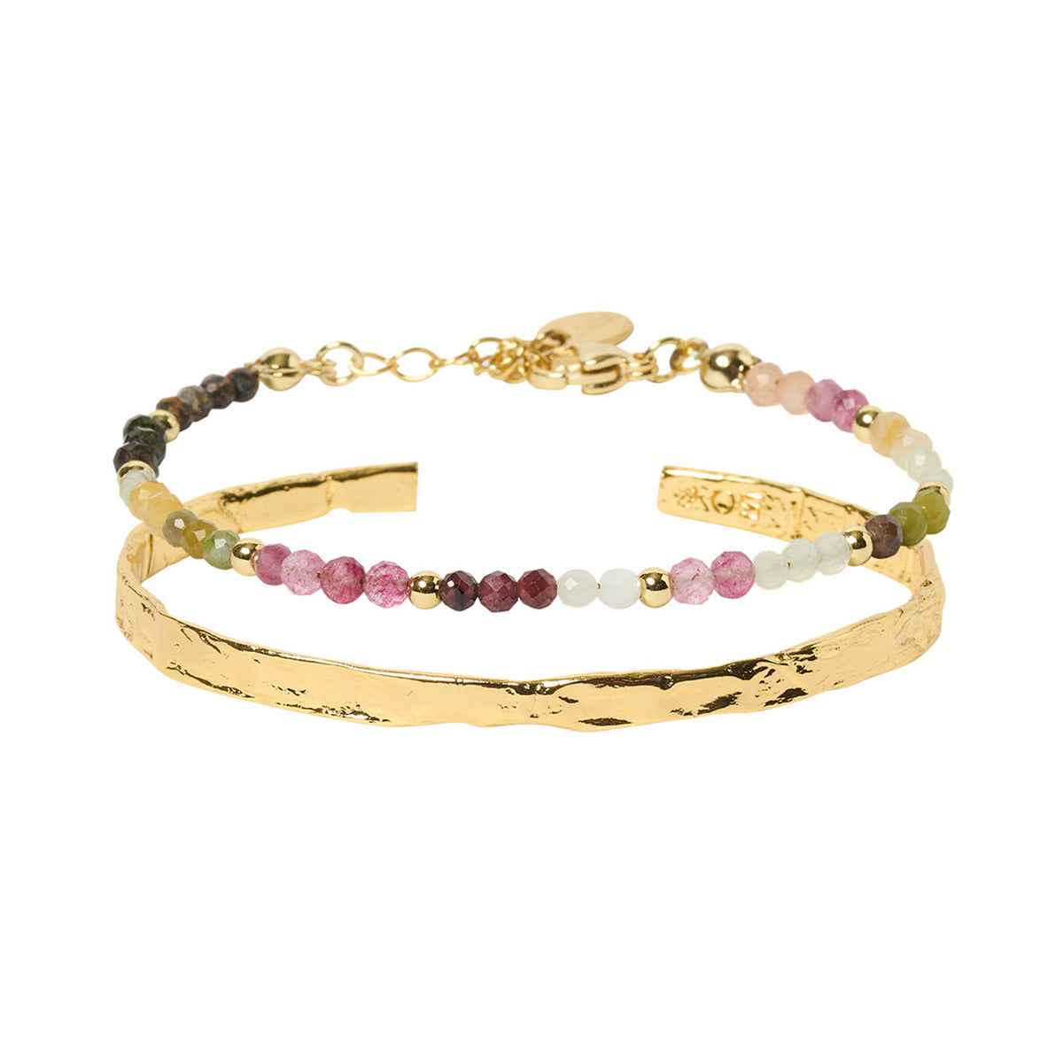 Triple Stack - ite Lavender And Gold Beaded Bracelets - KAMARIA