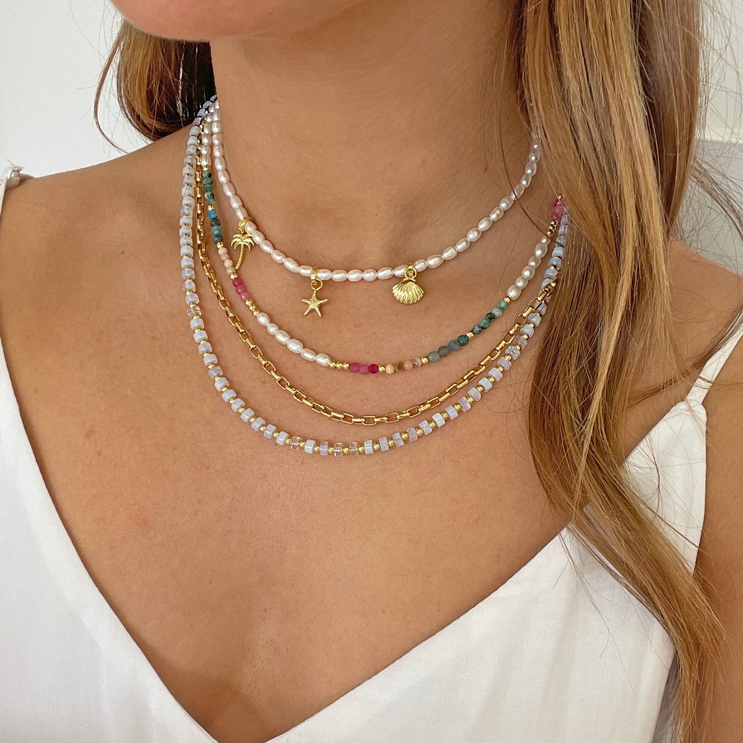 Handmade Chalcedony and Pearl Necklace | Handmade Jewelry
