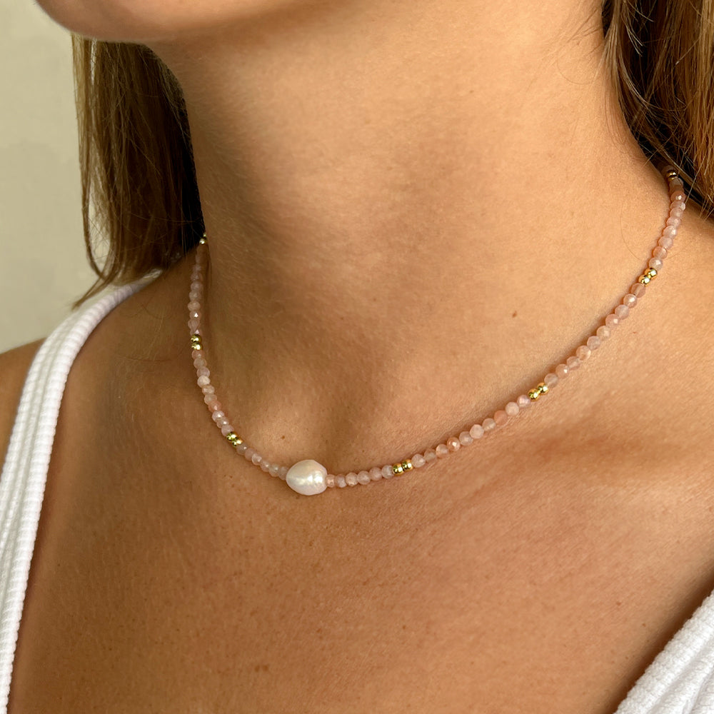 Pearl & Multi Gemstone Station Necklace – diamondaupair